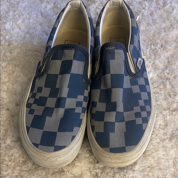 Vans Classic Stacked Platform Blue and Gray Checkered Slip-Ons 5 M 6.5 W - Picture 2 of 11